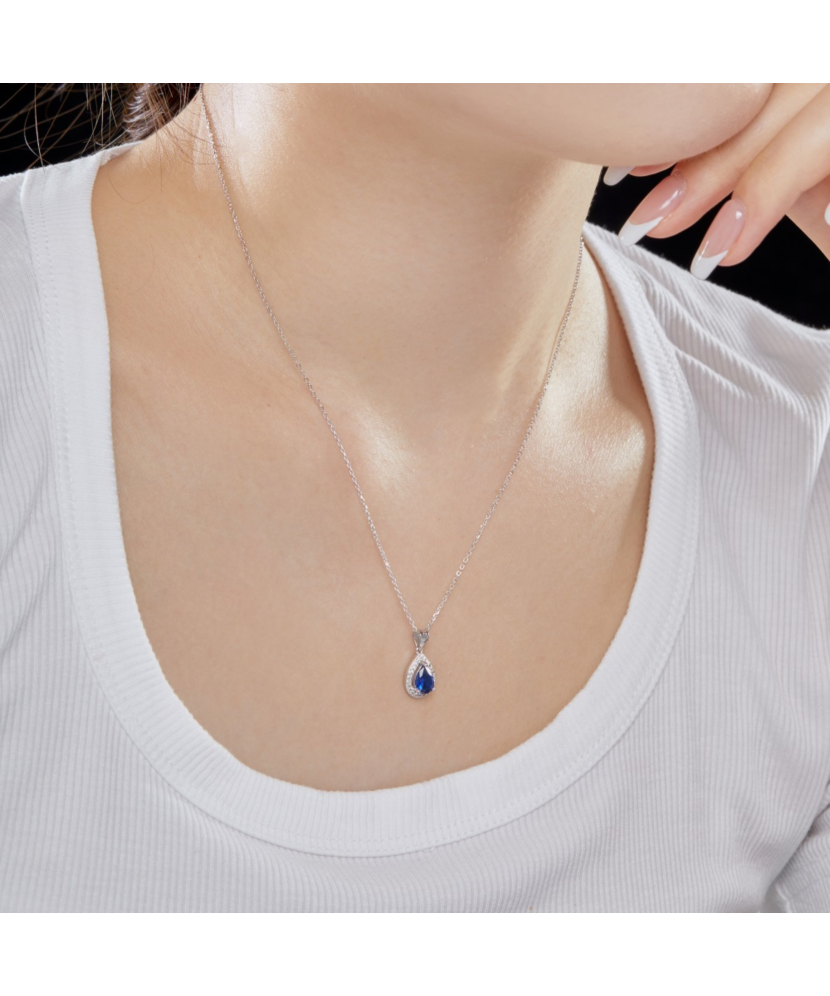 Серебряная цепочка с подвеской из циркона