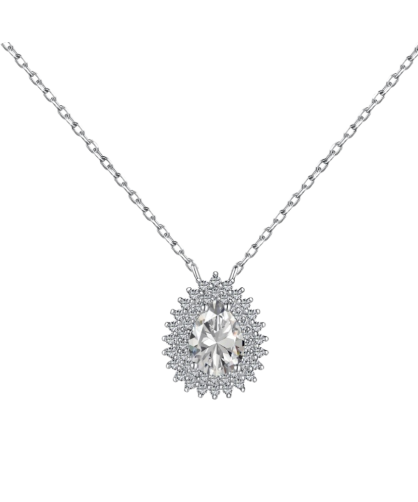 Sterling silver chain with zirconium pendant