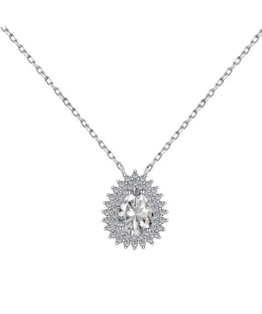 Серебряная цепочка с подвеской из циркона