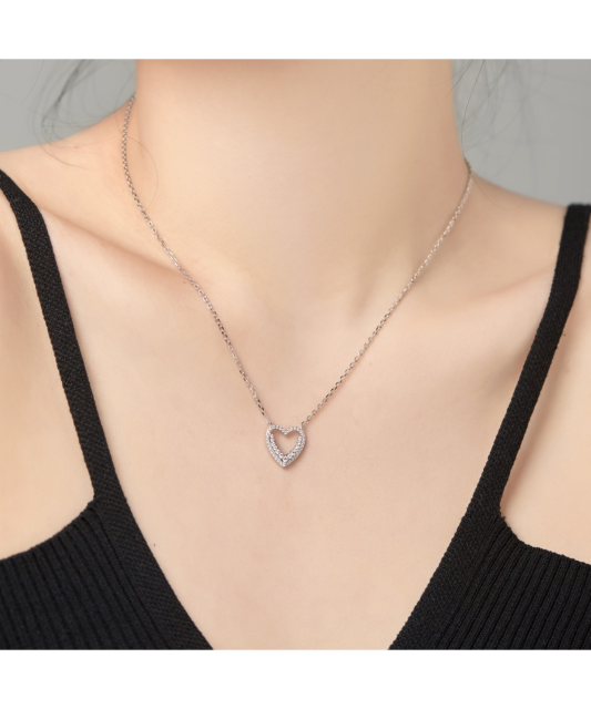Серебряная цепочка с подвеской из циркона "Сердечко"