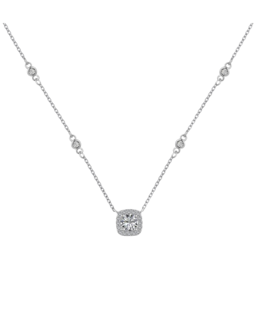 Серебряная цепочка с подвеской из циркона