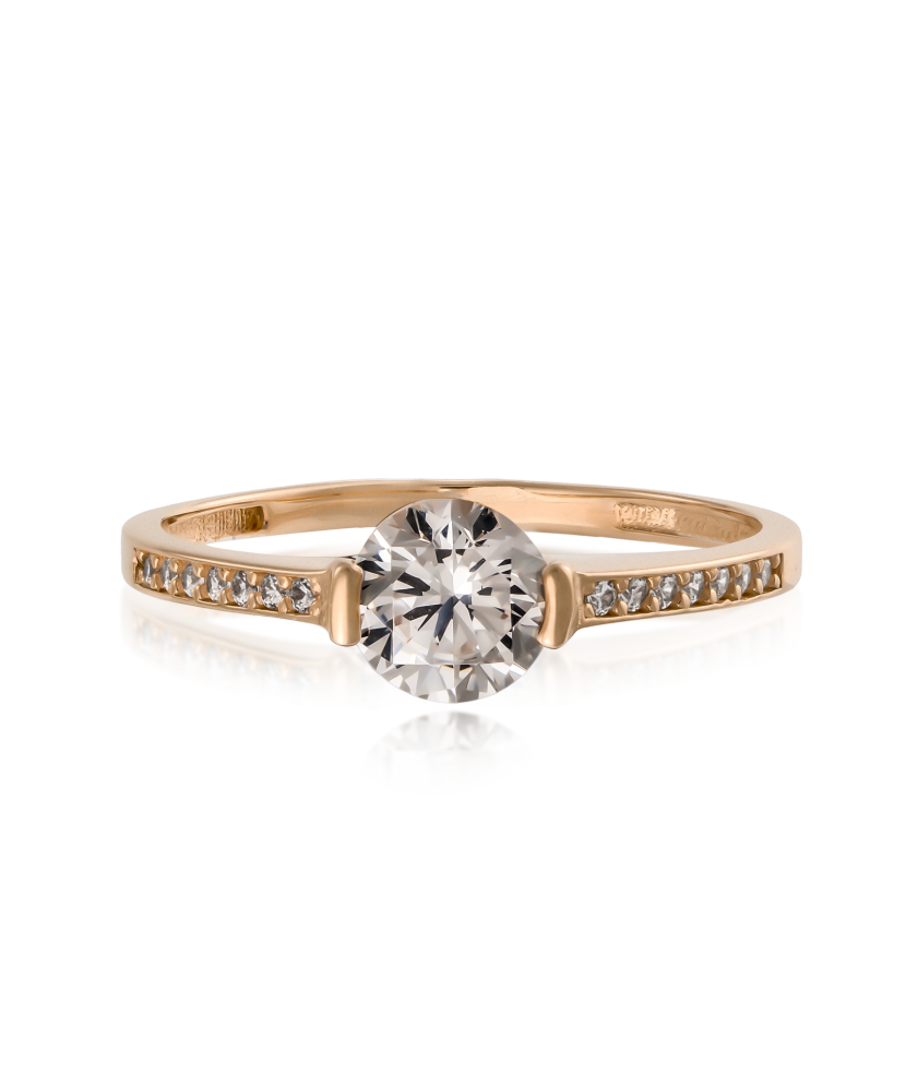 Gold ring with zircons