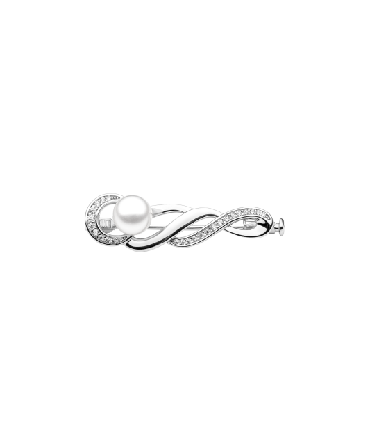Sterling silver  brooch with pearl and zircons