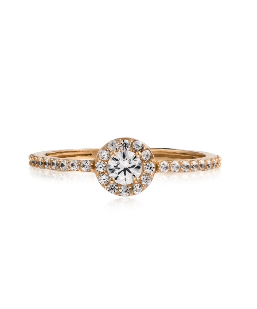 Gold ring with zircons