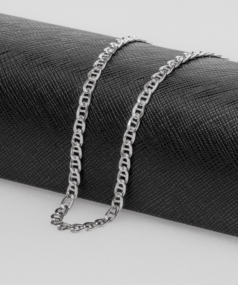 Sterling silver chain plated with rhodium "Marina" 4.1mm