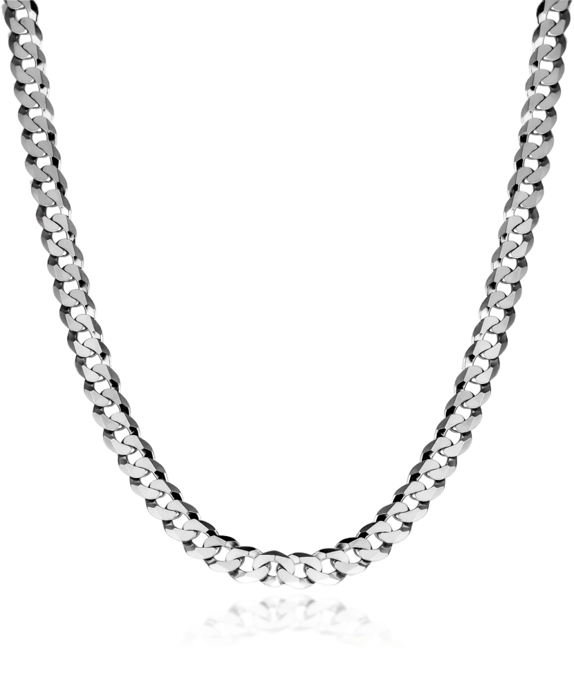 Sterling silver chain plated with rhodium "Curb" 6mm