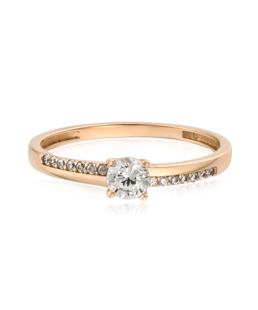 Gold ring with zircons