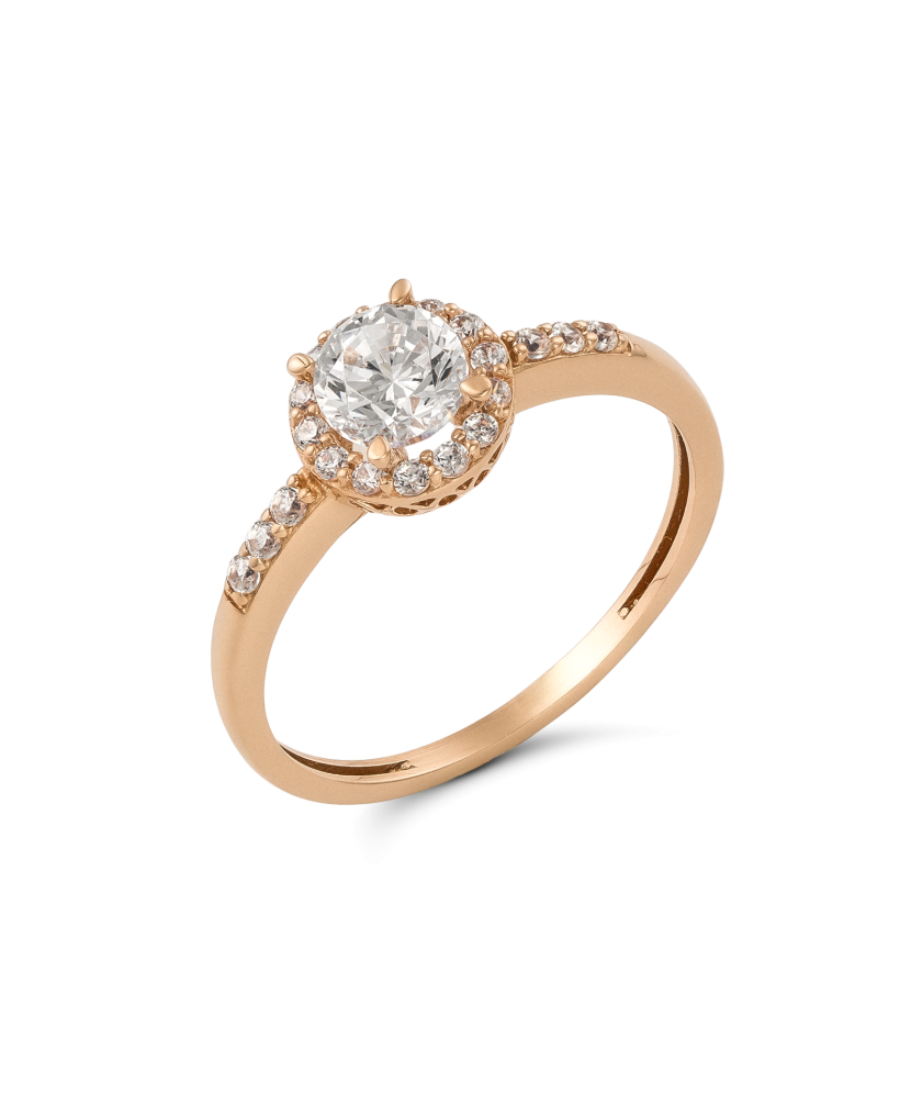 Gold ring with zircons