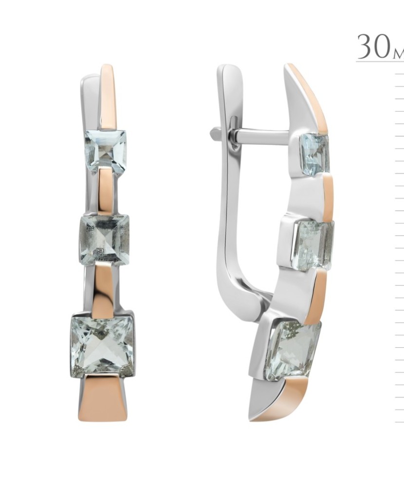 Sterling silver earrings su aquamarines gold plated