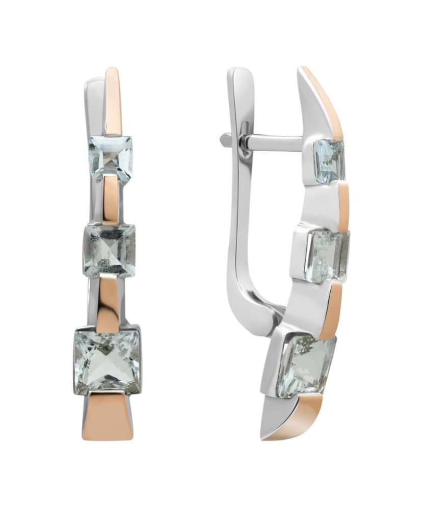 Позолоченные серьги из серебра с аквамаринами