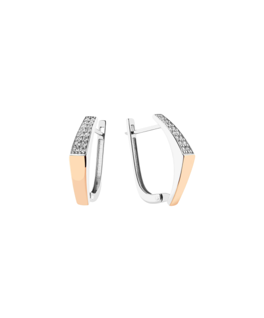 Sterling silver earrings gold plated with zircons