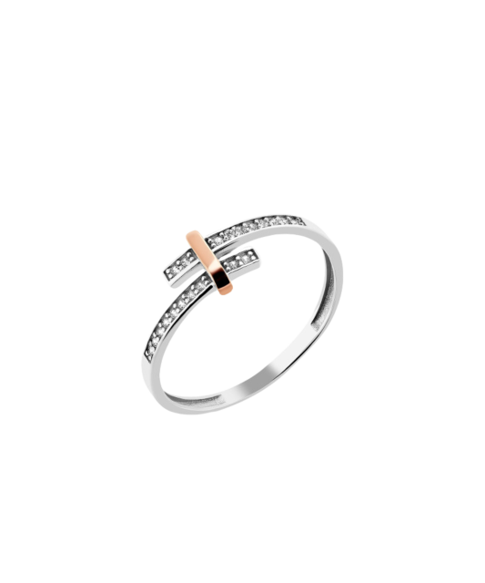 Sterling silver ring gold plated with zircons