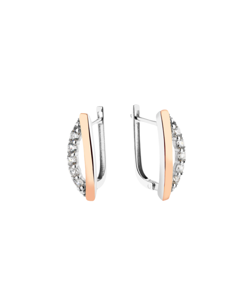 Sterling silver earrings gold plated with zircons Sterling silver earrings gold plated with zircons