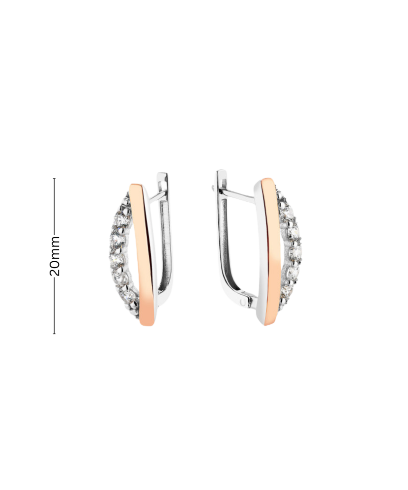 Sterling silver earrings gold plated with zircons Sterling silver earrings gold plated with zircons