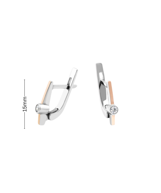 Sterling silver earrings gold plated with zircons