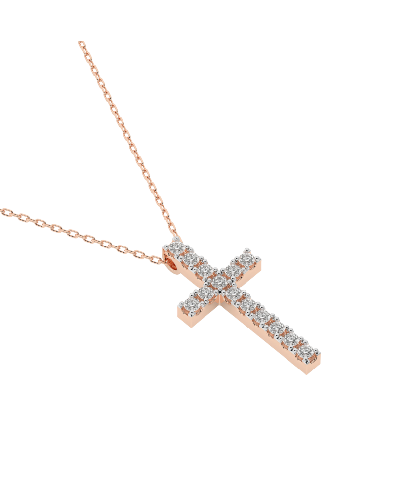 Gold chain with diamond pendant "Cross"
