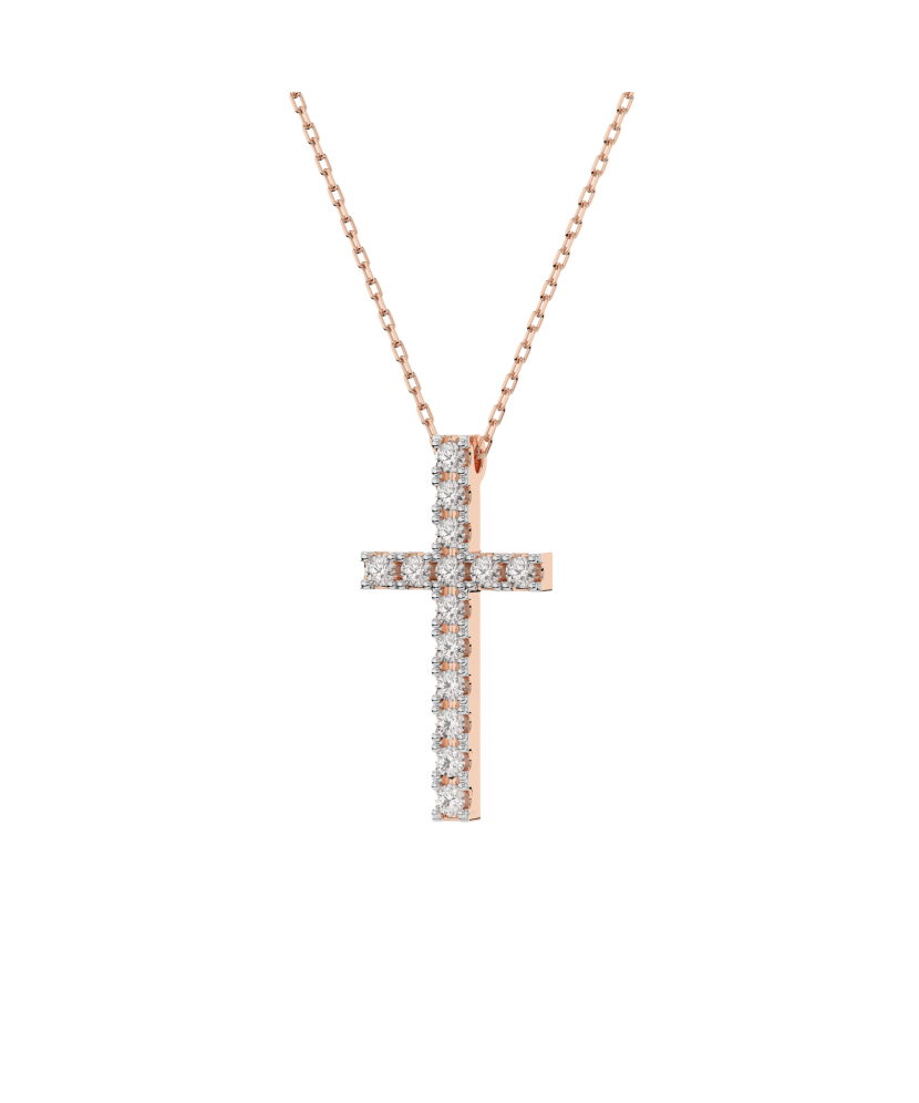 Gold chain with diamond pendant "Cross"