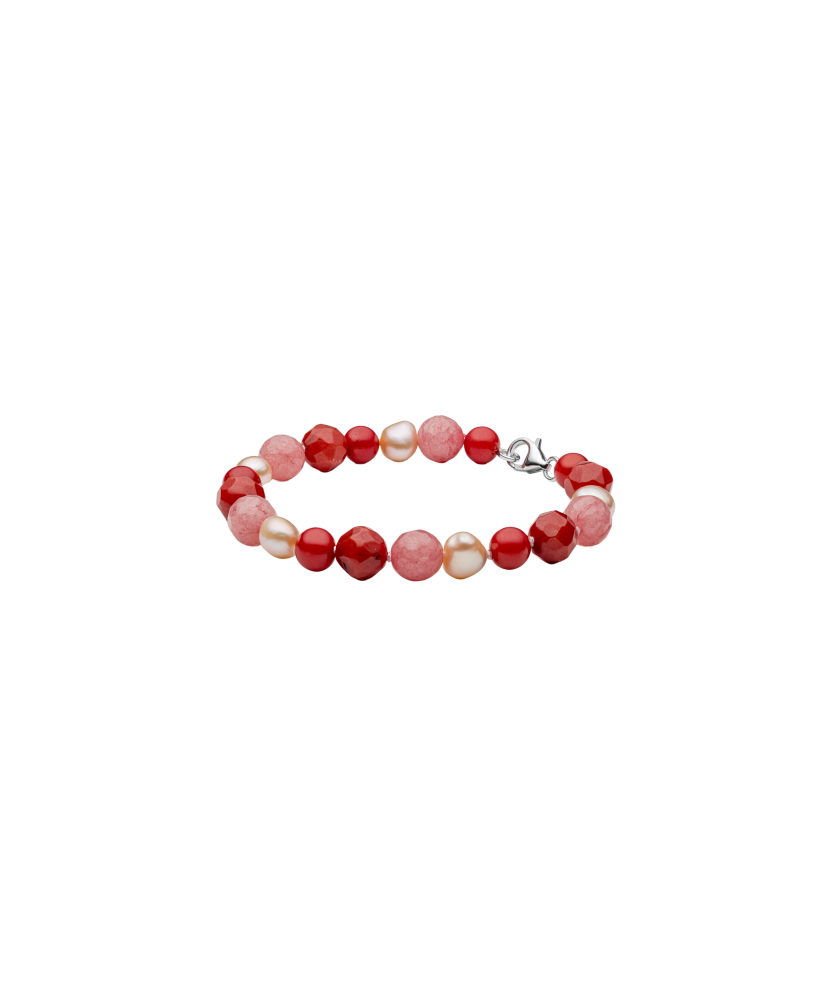 Bracelet with coral, pearls, jade and silver Bracelet with coral, pearls, jade and silver