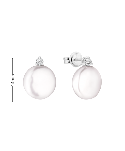 Серьги из серебра с жемчугом и цирконами