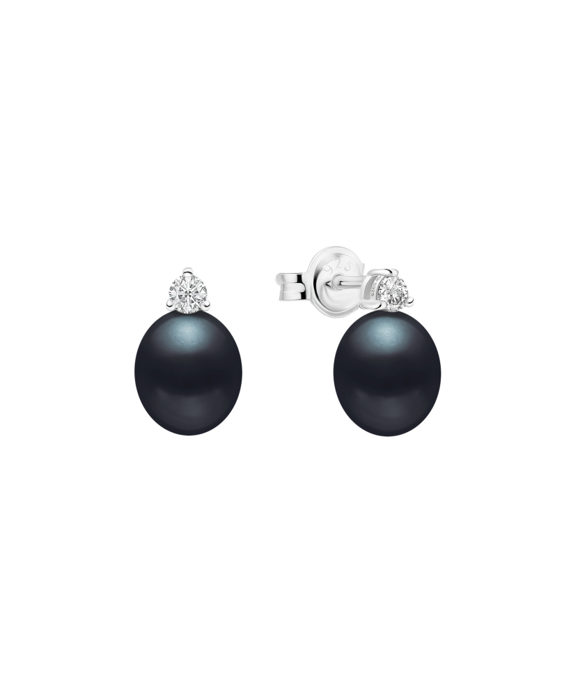 Sterling silver earrings with pearls and zircons Sterling silver earrings with pearls and zircons