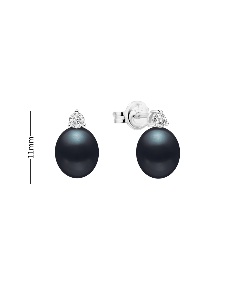 Sterling silver earrings with pearls and zircons Sterling silver earrings with pearls and zircons