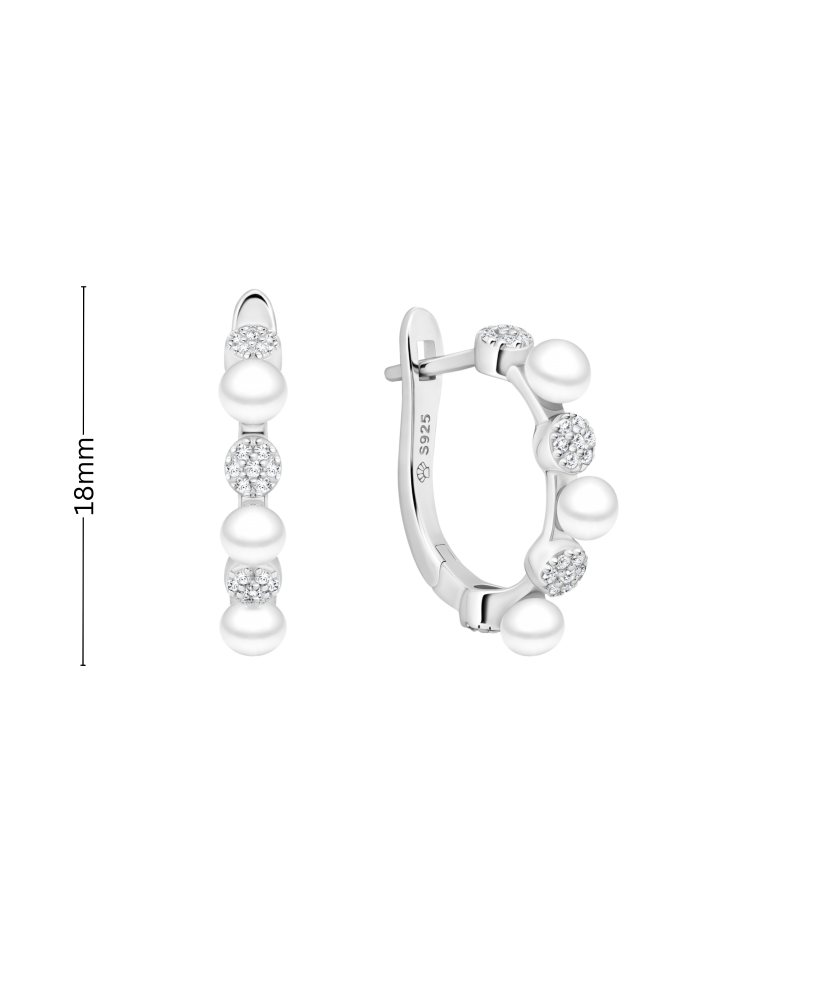 Sterling silver earrings with pearls and zircons