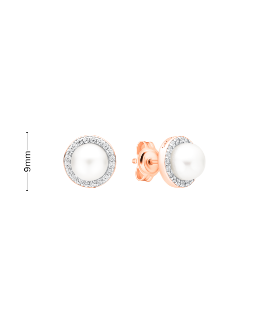 Gilded sterling silver earrings with pearls and zircons