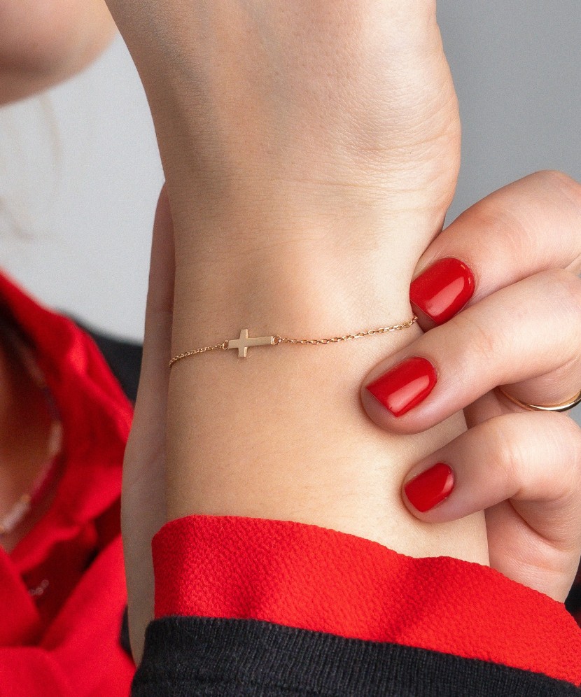 Золотой браслет "крест"