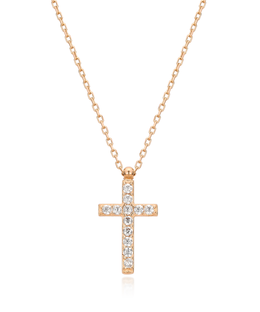 Gold chain with zirconium pendant "Cross"