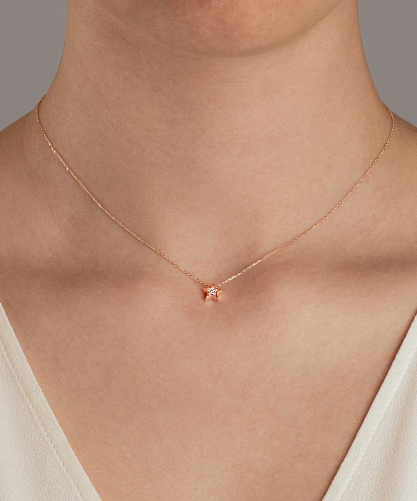 Gold chain with zirconium pendant "Star"