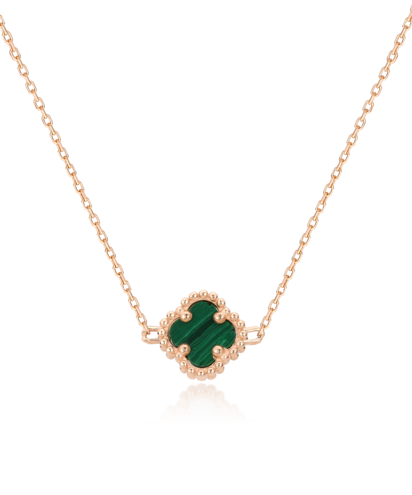Gold necklace with a malachite pendant