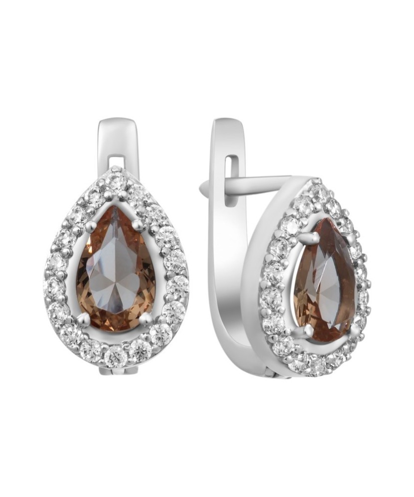 Sidabriniai auskarai su cirkoniais ir nano sultanitu - Sidabriniai auskarai - Goldinga