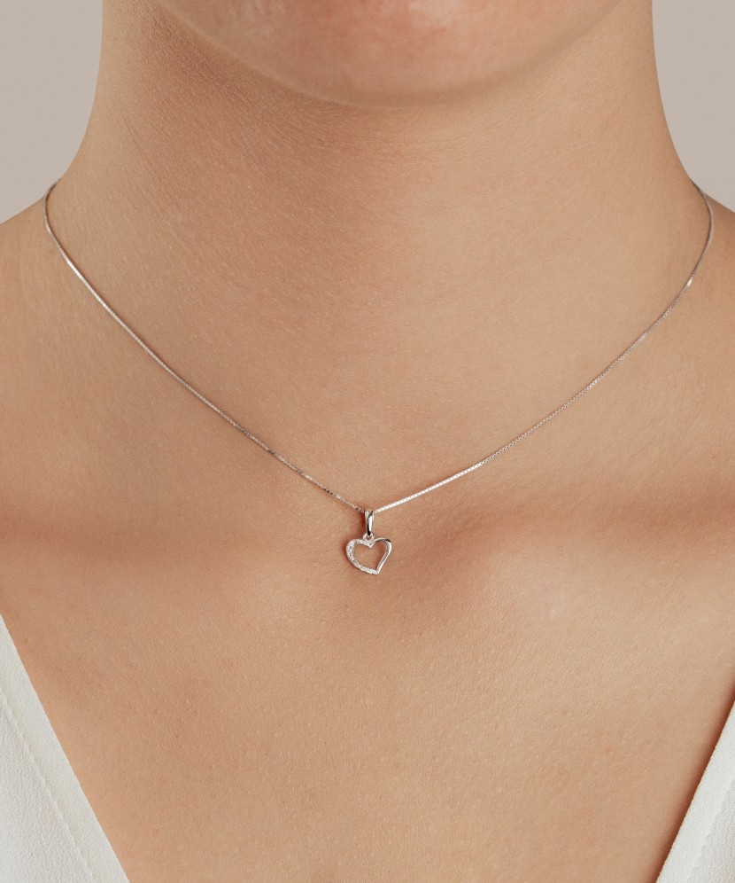 White gold pendant with diamonds "Heart" White gold pendant with diamonds "Heart"