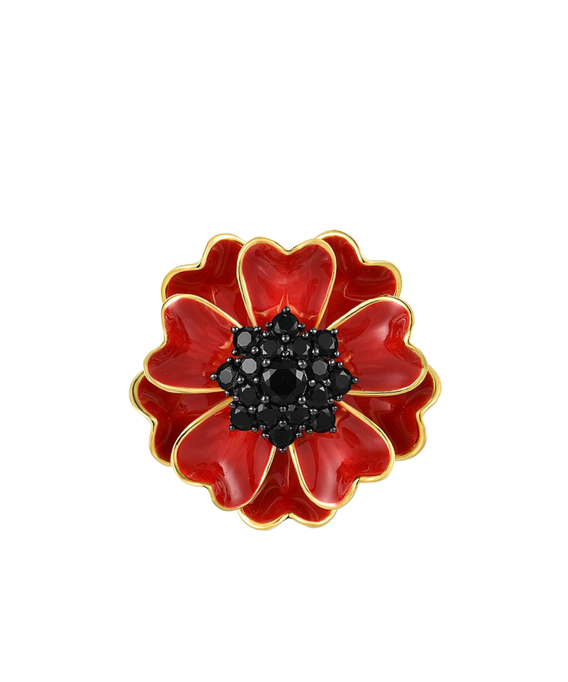 Gilded Sterling Silver pendant with spinels and enamel