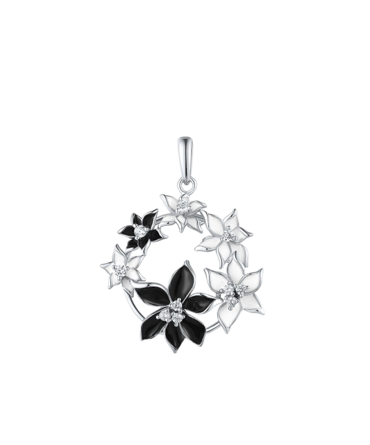 Sterling silver pendant with zircons and enamel