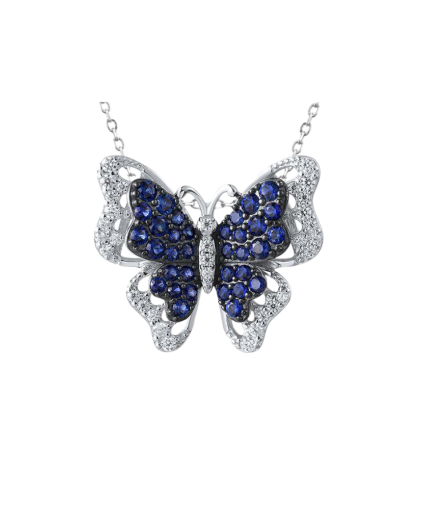 Sterling Silver pendant with spinels and zircons "butterfly"