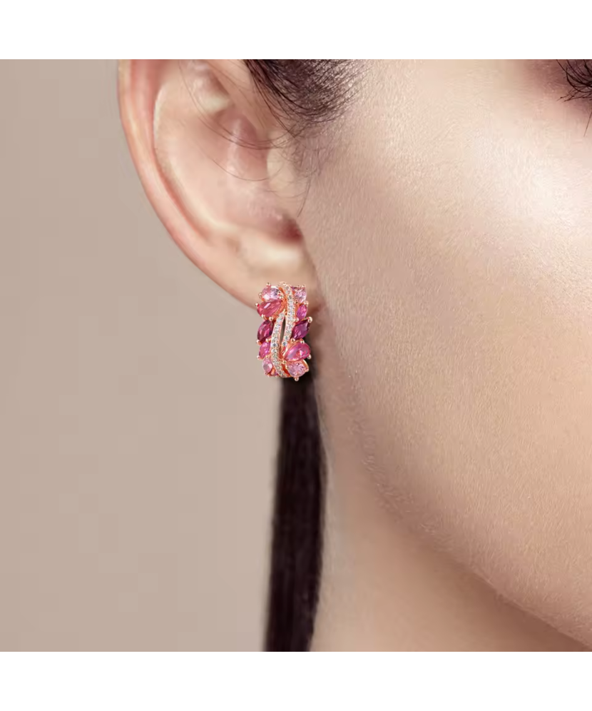 Позолоченные серебряные серьги с нано-сапфирами и цирконами