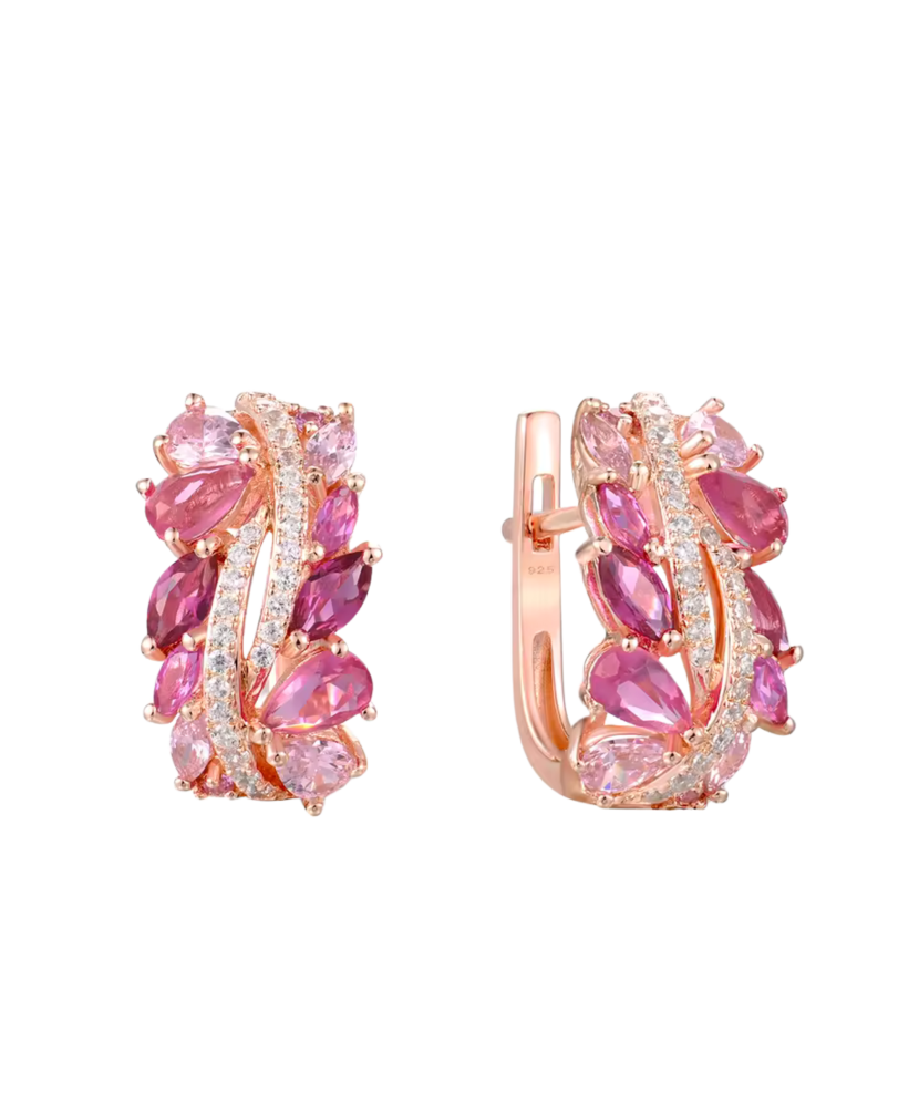 Позолоченные серебряные серьги с нано-сапфирами и цирконами