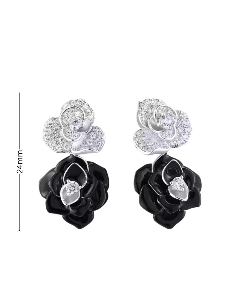 Sterling silver earrings with zircons and enamel