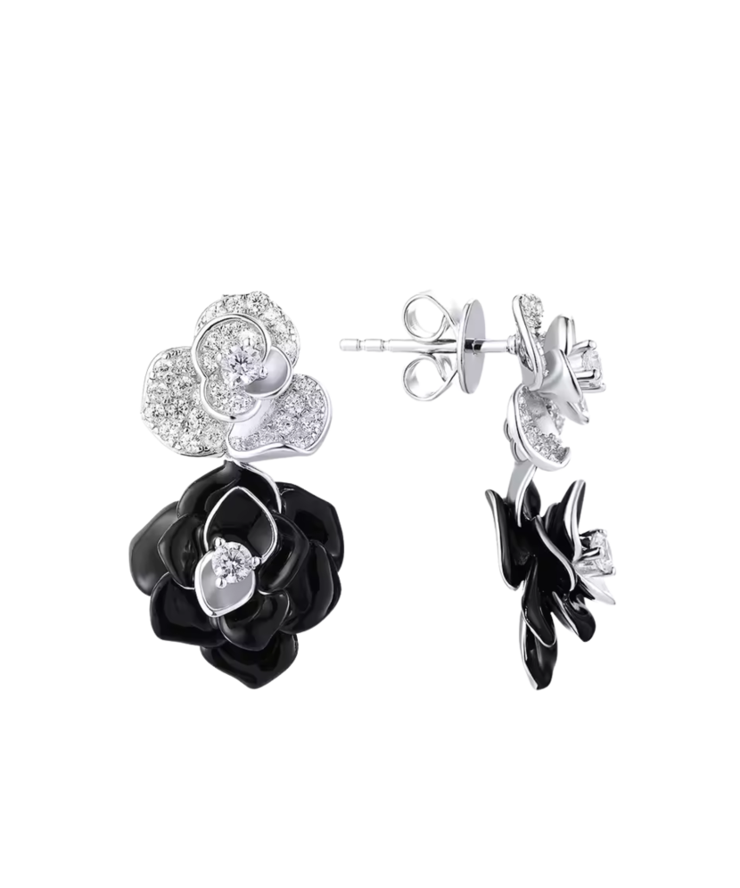 Sterling silver earrings with zircons and enamel