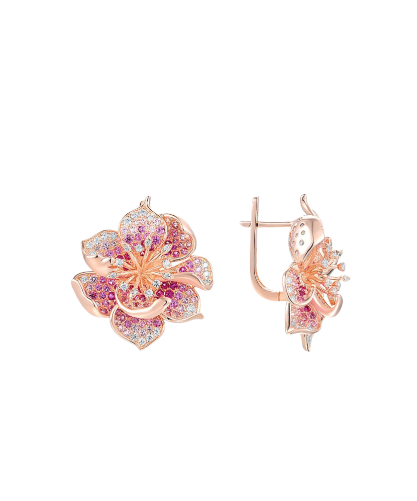 Gilded sterling Silver earrings with nano sapphires