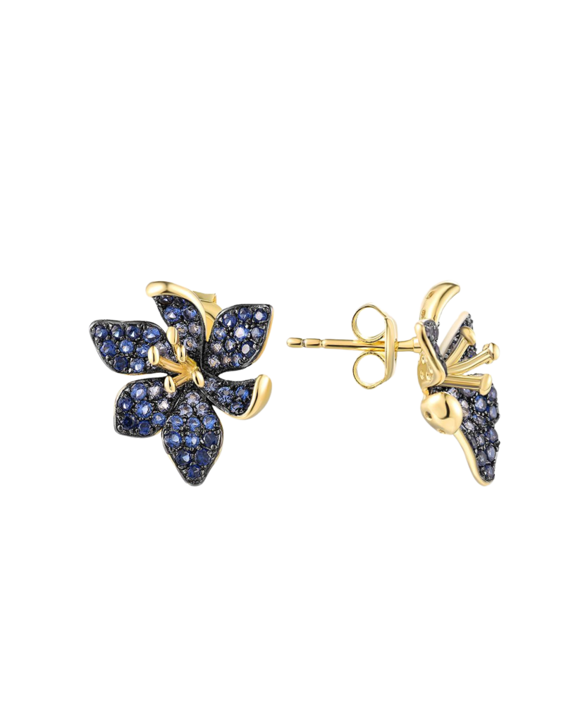 Gilded sterling silver earrings with spinels