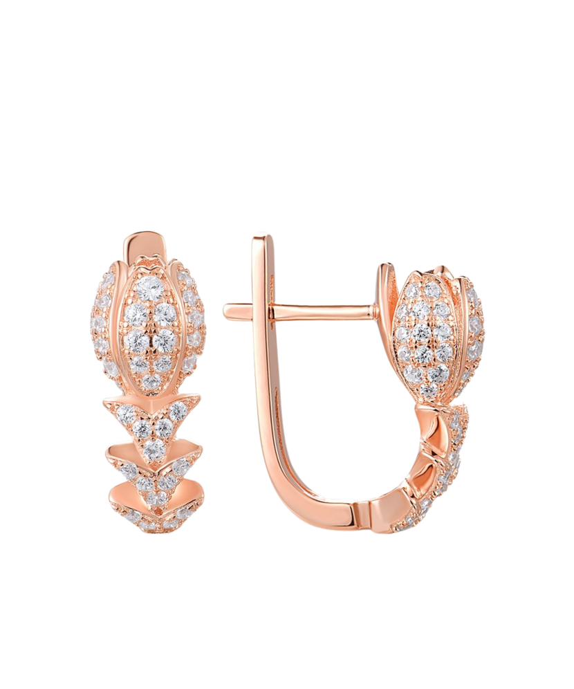 Gilded sterling silver earrings with zircons