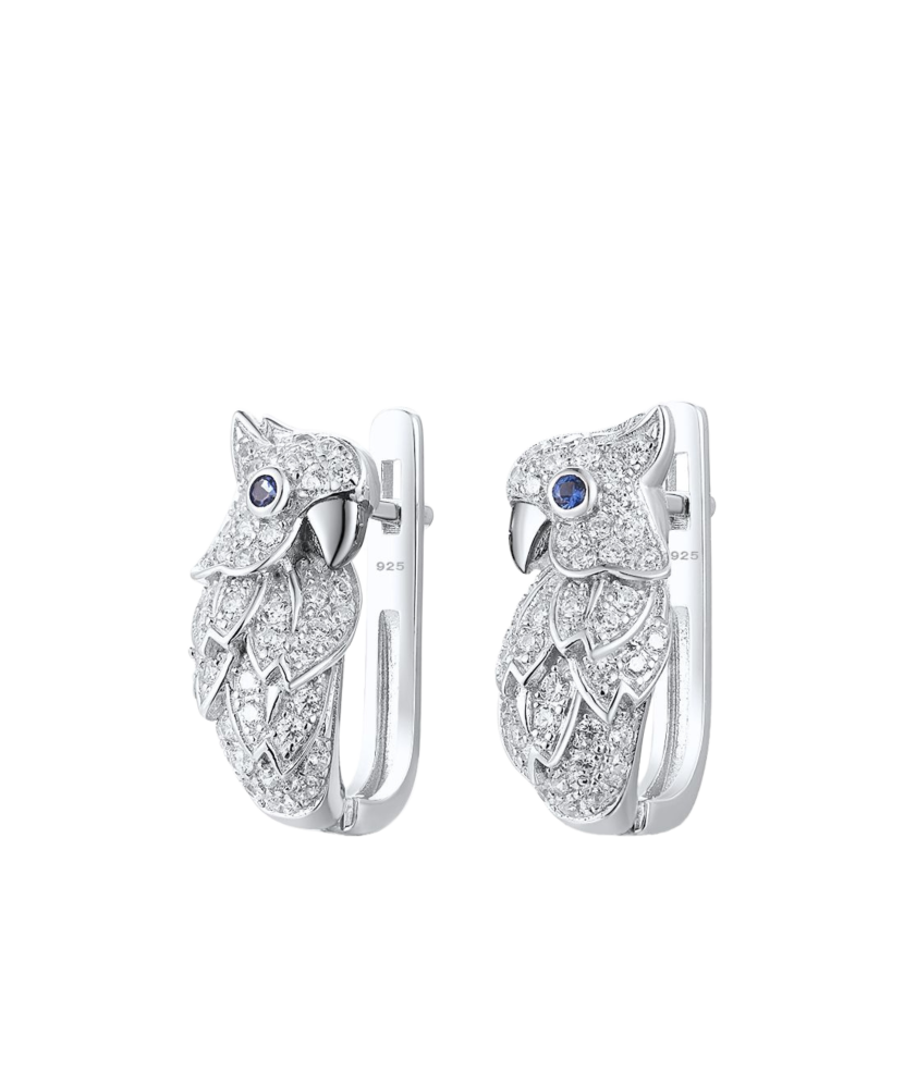 Серебряные серьги со шпинелями и цирконами