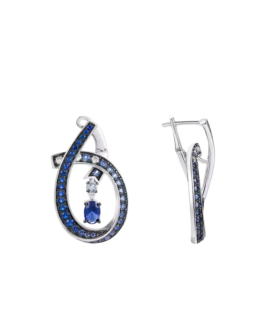 Серебряные серьги со шпинелями и цирконами