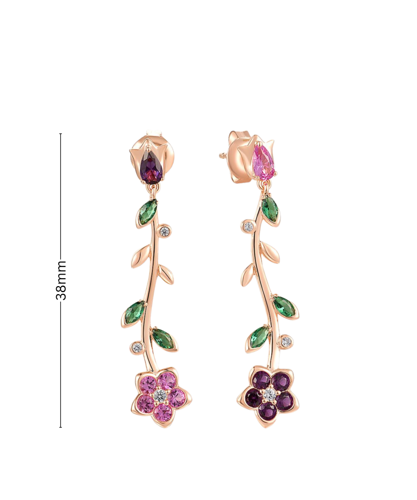 Gilded sterling silver earrings with zircons