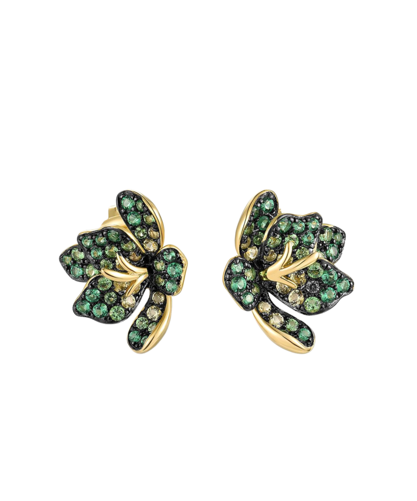 Gilded sterling silver earrings with spinels