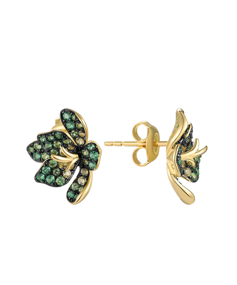 Gilded sterling silver earrings with spinels