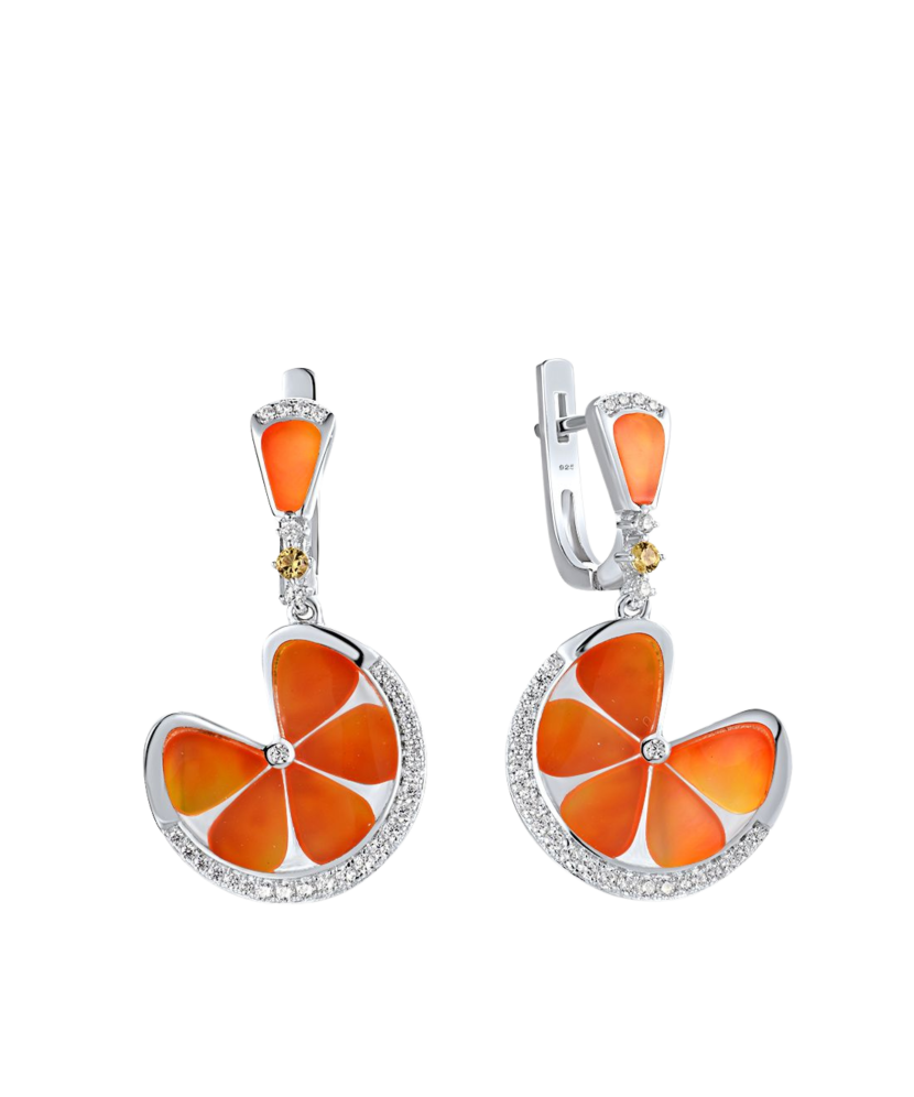 Sterling silver earrings with zircons and enamel