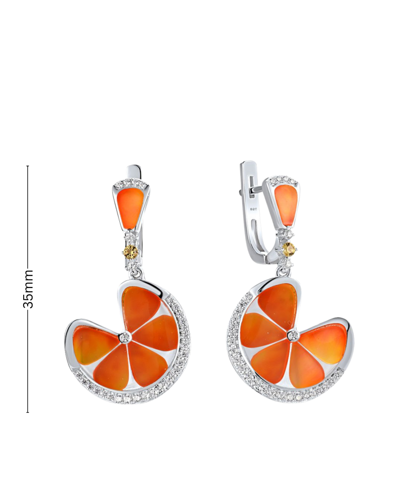 Sterling silver earrings with zircons and enamel